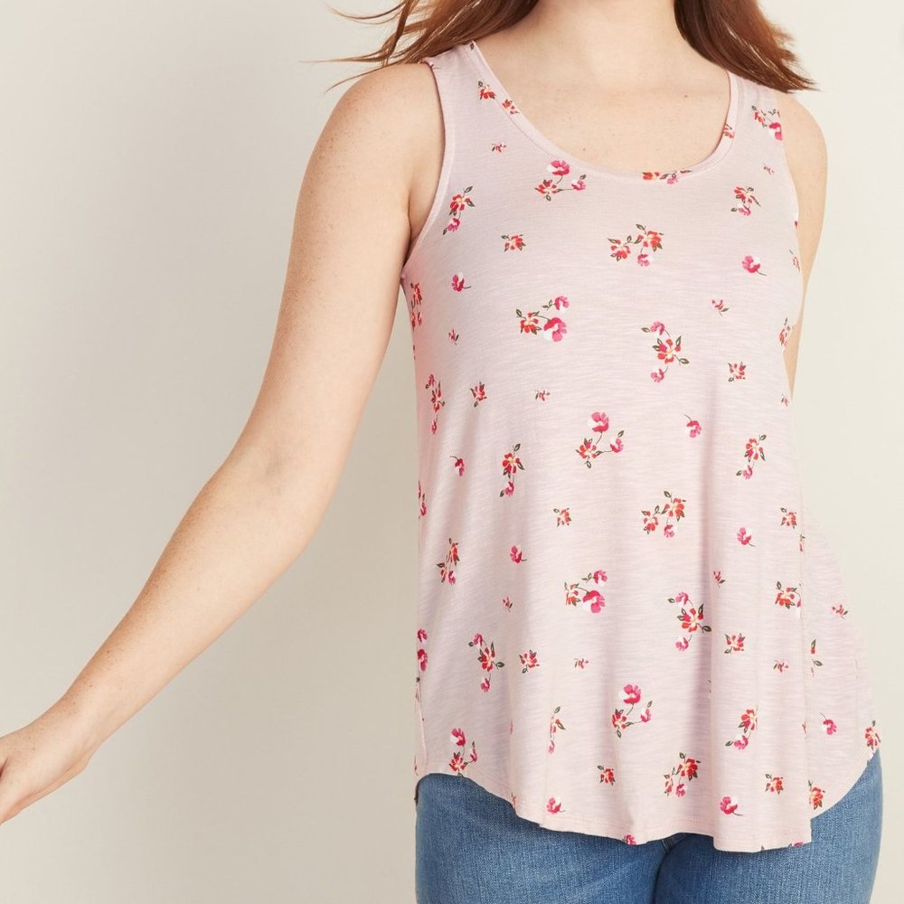 Old Navy Luxe Scoop-Neck Floral Swing Tank - Pink